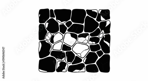 Black abstract pattern resembling irregular stones or cells