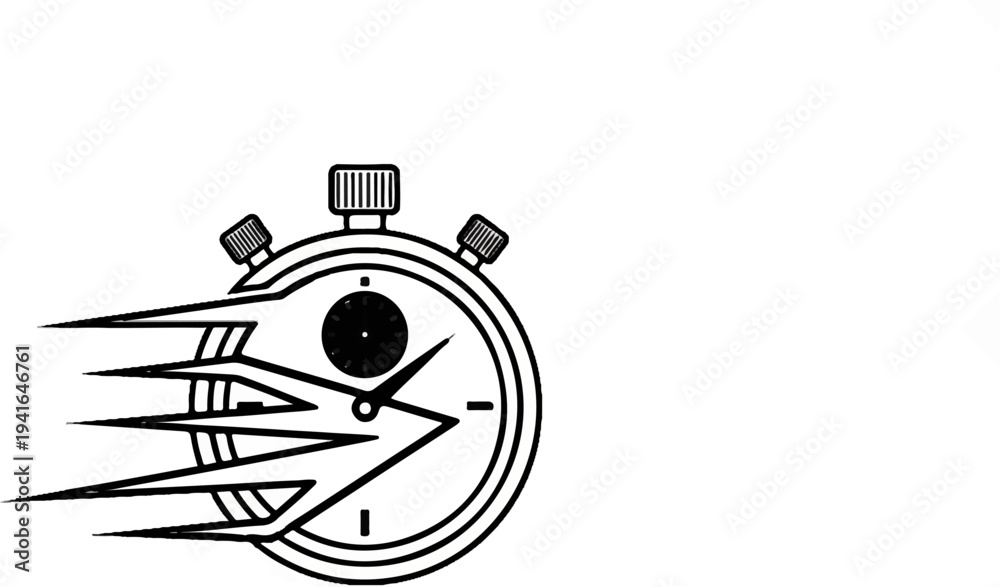 Fototapeta premium Abstract stopwatch with speed lines, representing time passing quickly