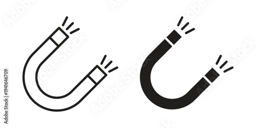 Magnet icon concept. Silhouette, glyph symbol. Isolated design.