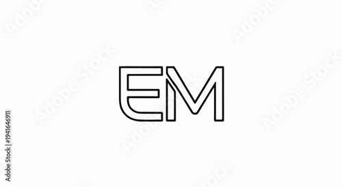 Bold outline of letters E and M on a plain white background