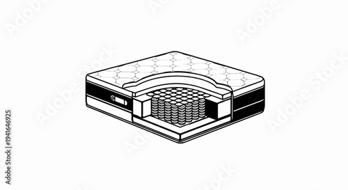 Cross-section diagram of a mattress revealing its internal structure and coils