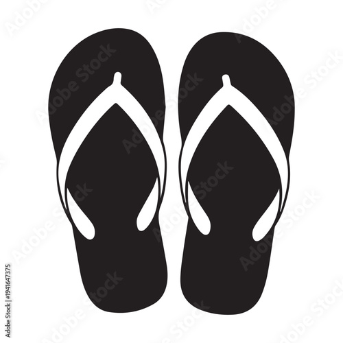 Vector illustration of a pair of black flip flops