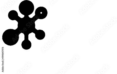 Abstract black shape resembling a starburst with connected circular elements