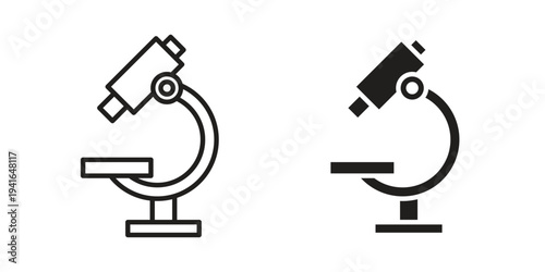 Microscope icon concept. Silhouette, glyph symbol. Isolated design.