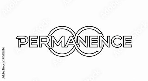Bold, stylized text "PERMANENCE" inside intertwined circles on white