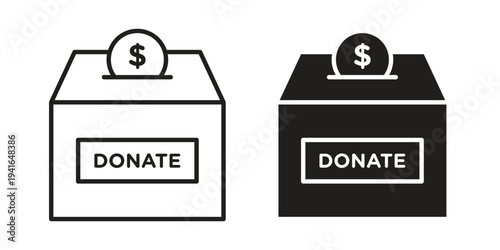 Money donation icon concept. Silhouette, glyph symbol. Isolated design.