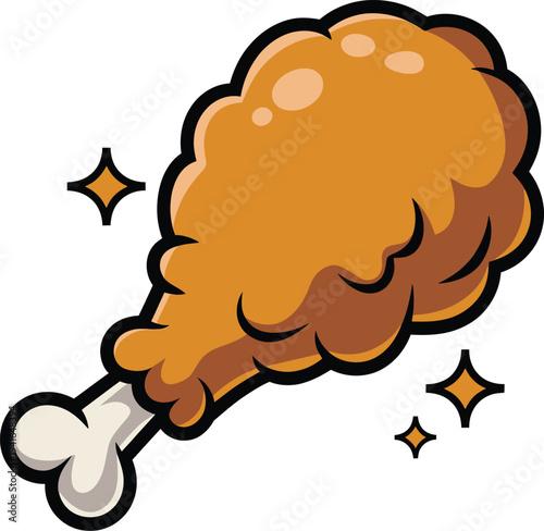 Cute cartoon a illustrator vector fried chicken