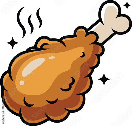Cute cartoon a illustrator vector fried chicken