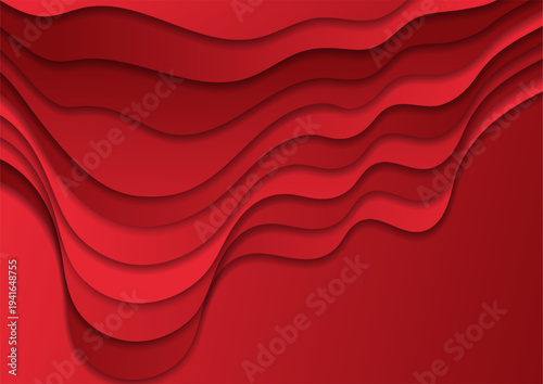 Red paper waves minimal abstract elegant corporate background. Vector graphic design