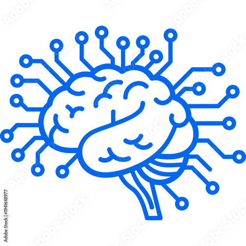 Brain Integrated Circuit: A conceptual illustration showing a brain interconnected with circuit patterns representing the fusion of intellect and technology. 