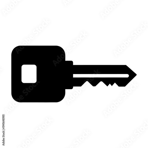 Black key icon silhouette for security and access concepts