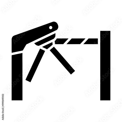 Turnstile icon for access control and security in public transportation or buildings, black silhouette vector