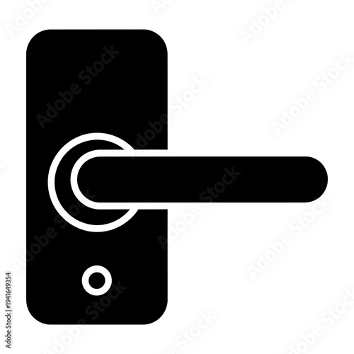 Door handle icon for home security and access in minimalist black glyph style