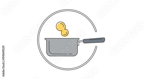 Frying Pan with Eggs in Circle.