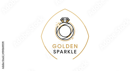 Golden Sparkle Diamond Ring Logo Design.