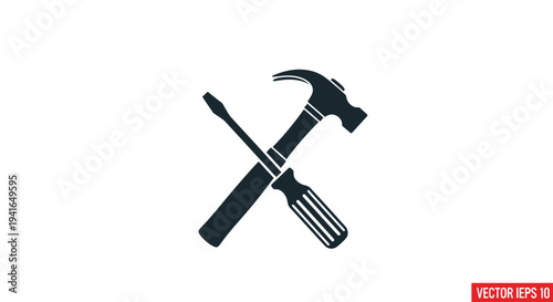 Hammer and Screwdriver Crossed Tools Icon.