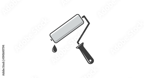 Paint Roller with Paint Droplet Illustration.