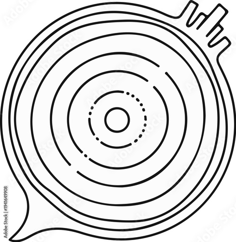 Abstract concentric circles with emanating projections