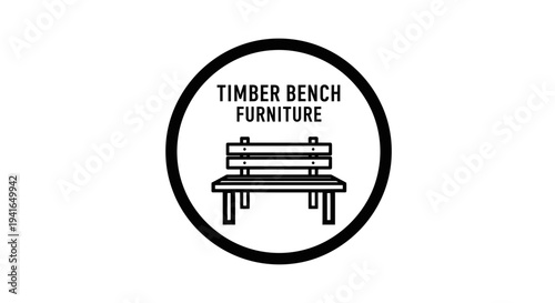 Timber Bench Furniture Simple Line Art Logo.