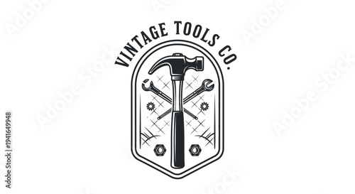 Vintage Tools Company Logo Design Illustration.