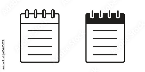 Notepad icon concept. Silhouette, glyph symbol. Isolated design.