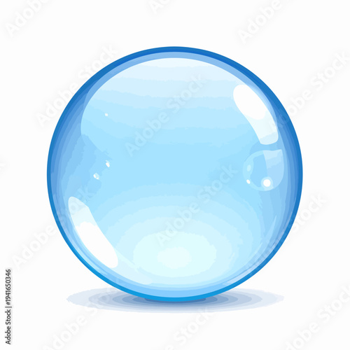 Centered studio photograph capturing a tranquil blue glass sphere on a white backdrop, highlighting reflective serenity, subtle gradient depth, and elegance from a direct frontal viewpoint