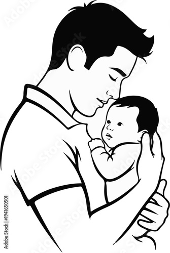 A tender embrace between a father and his newborn child