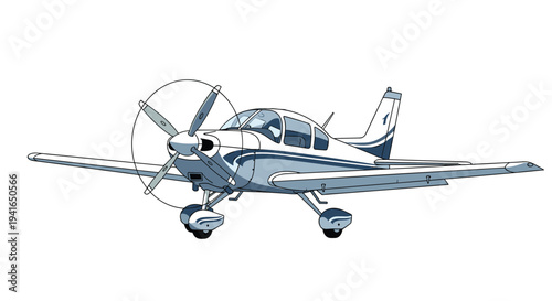 High-quality illustration of a single-engine propeller airplane shown from a side angle against a white background.