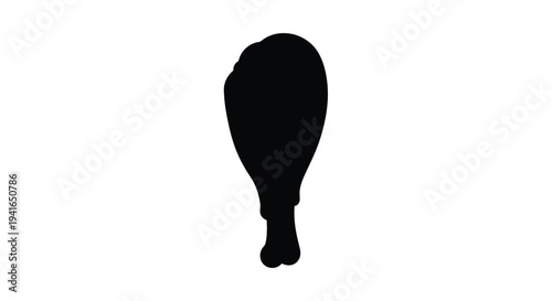 A striking black silhouette of a fried chicken drumstick