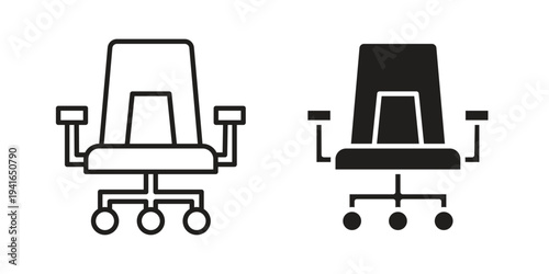 Office chair icon concept. Silhouette, glyph symbol. Isolated design.