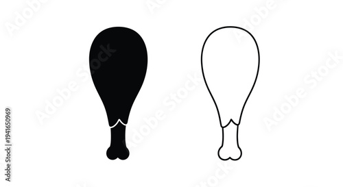 Two chicken legs one solid and one outlined a stark contrast silhouette