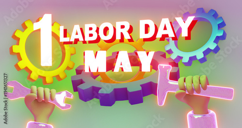 Wallpaper Mural International Labor Day, May 1st, 3d render.  Torontodigital.ca