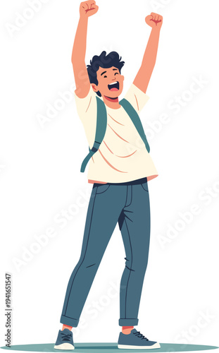 uomo o donna ragazzo o ragazza euforico vincita bello festa , balla o si sente bene vettoriale