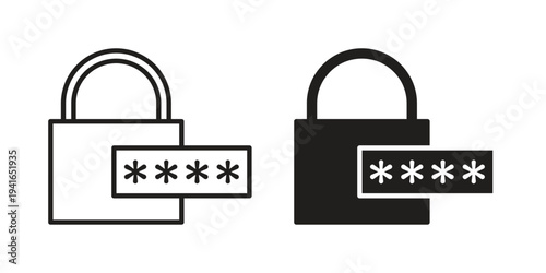 Password icon concept. Silhouette, glyph symbol. Isolated design.