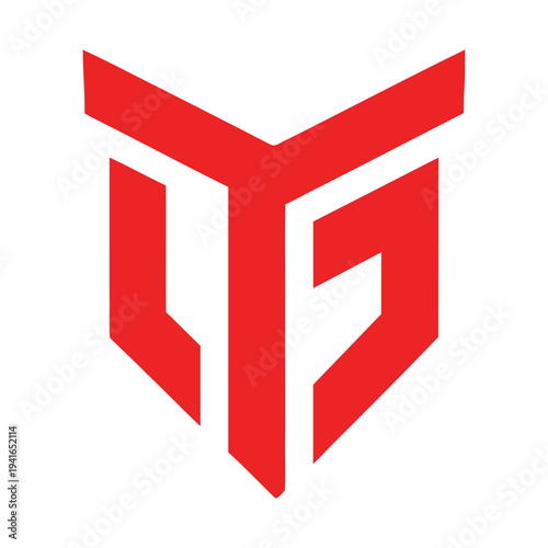 Red three dimensional letter logo design with geometric shapes and lines icon
