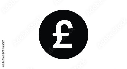 A stark white pound symbol displayed against a black circular background silhouette
