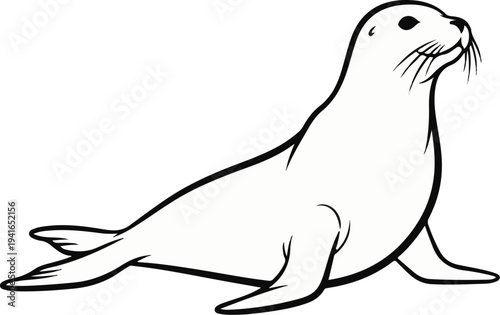 Black and white outline drawing of a sleek, streamlined marine mammal