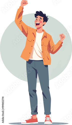 uomo o donna ragazzo o ragazza euforico vincita bello festa , balla o si sente bene vettoriale