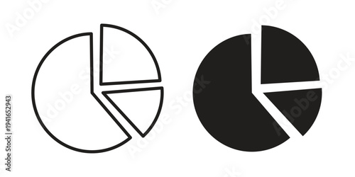 Pie chart icon concept. Silhouette, glyph symbol. Isolated design.