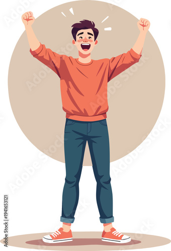 uomo o donna ragazzo o ragazza euforico vincita bello festa , balla o si sente bene vettoriale