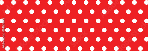 Doodle white polka dots pattern on a red background. Polka dot seamless pattern background used in fashion, packaging and graphics design.