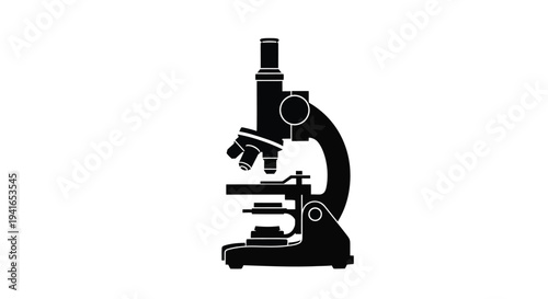 Black microscope graphic a detailed scientific instrument silhouette