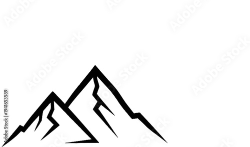 Abstract mountain peaks rendered in bold black lines on a white background