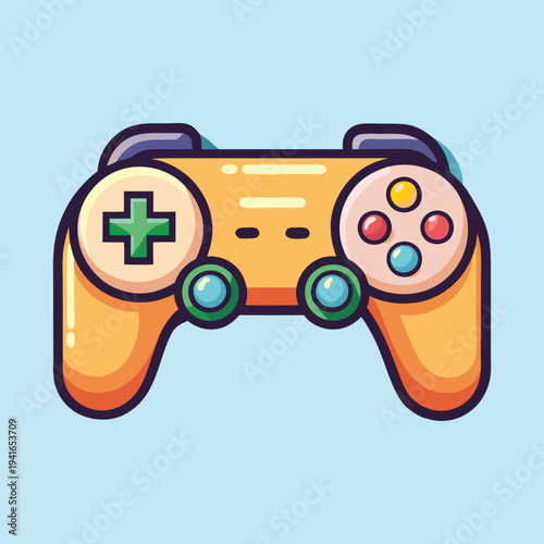 Cute Cartoon Video Game Controller with Colorful Buttons and Joypads