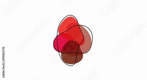 Abstract overlapping organic shapes in warm red and brown tones