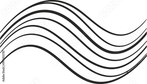 Abstract pattern of thick black wavy lines on a white background