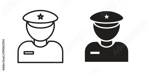 Police icon concept. Silhouette, glyph symbol. Isolated design.