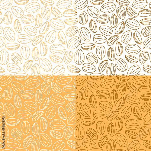doodle peanut seamless pattern background. doodle peanuts pattern for packaging. peanut beans pattern.