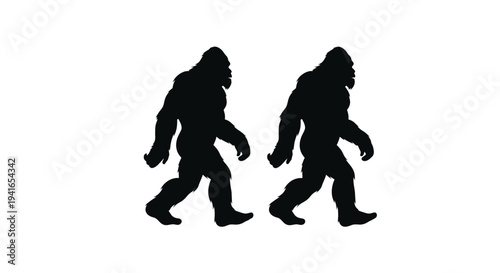 Two large dark figures walking forward a striking silhouette