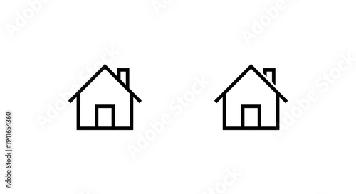 Home, house outline icon with chimney. Property, real estate symbol
